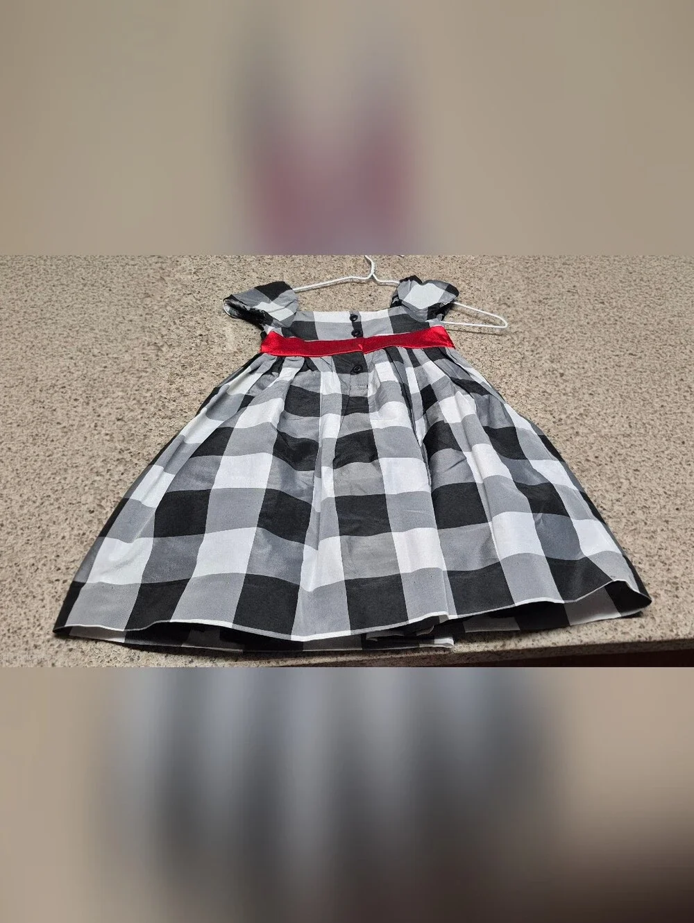 Old Navy Girls 4T Dress Plaid Buffalo Check Black White Red Sash Party Holiday